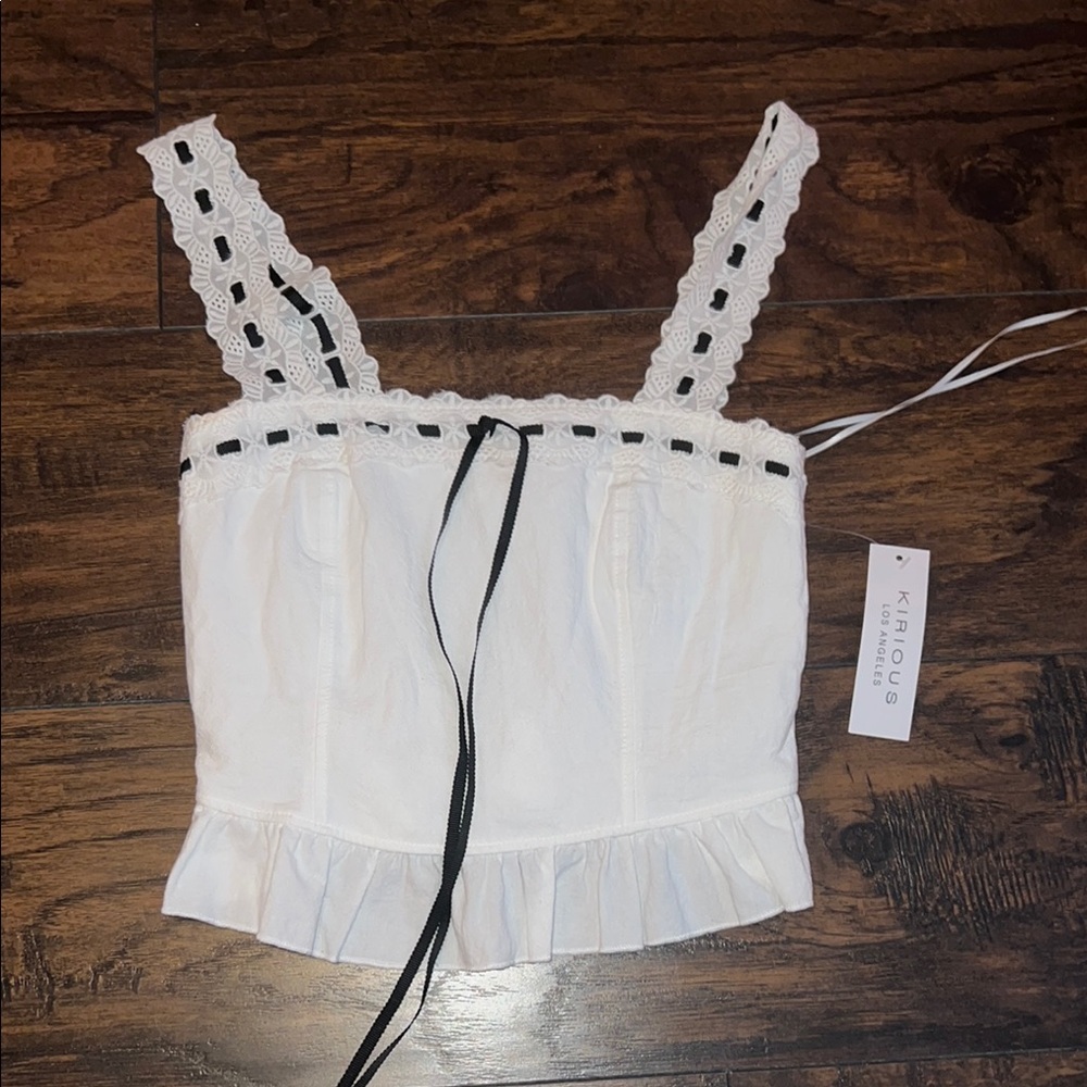 Kendall & Kylie White Camisole with Black Accents